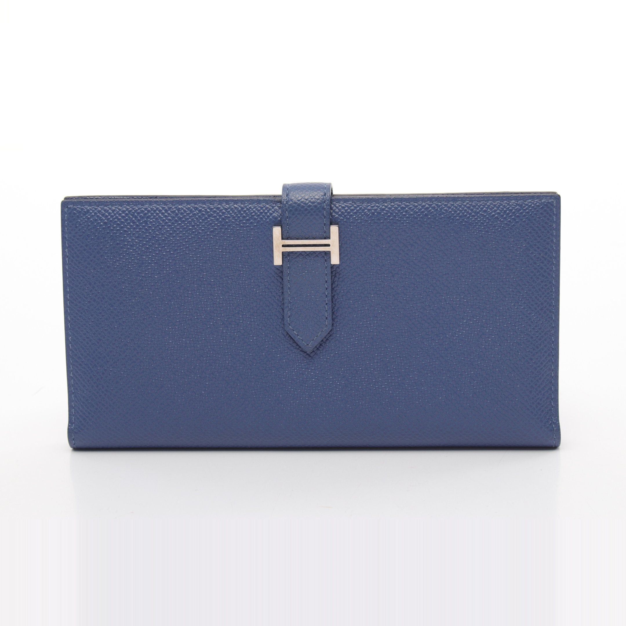 Hermes Hermes Bearn Blue Brighton Bi-Fold Long Wallet Veau Epsom Gray Silver Hardware C Engraved Size ONE SIZE - 1 Thumbnail