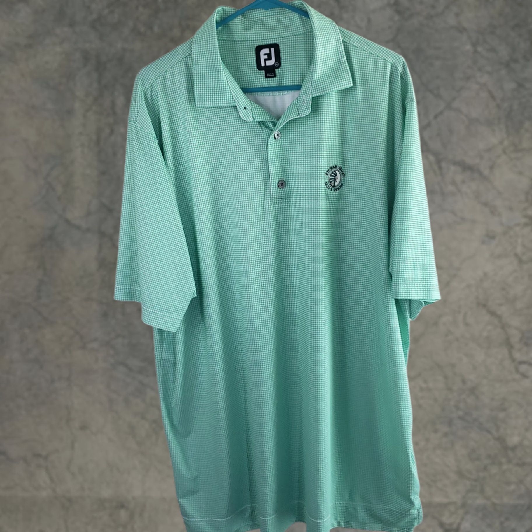 Footjoy FootJoy Polo Men XL Green Geometric Stretch Performance Golf Etowah Valley GC Shirt Modern Casual Activewear Size US XL / EU 56 / 4 - 1 Thumbnail