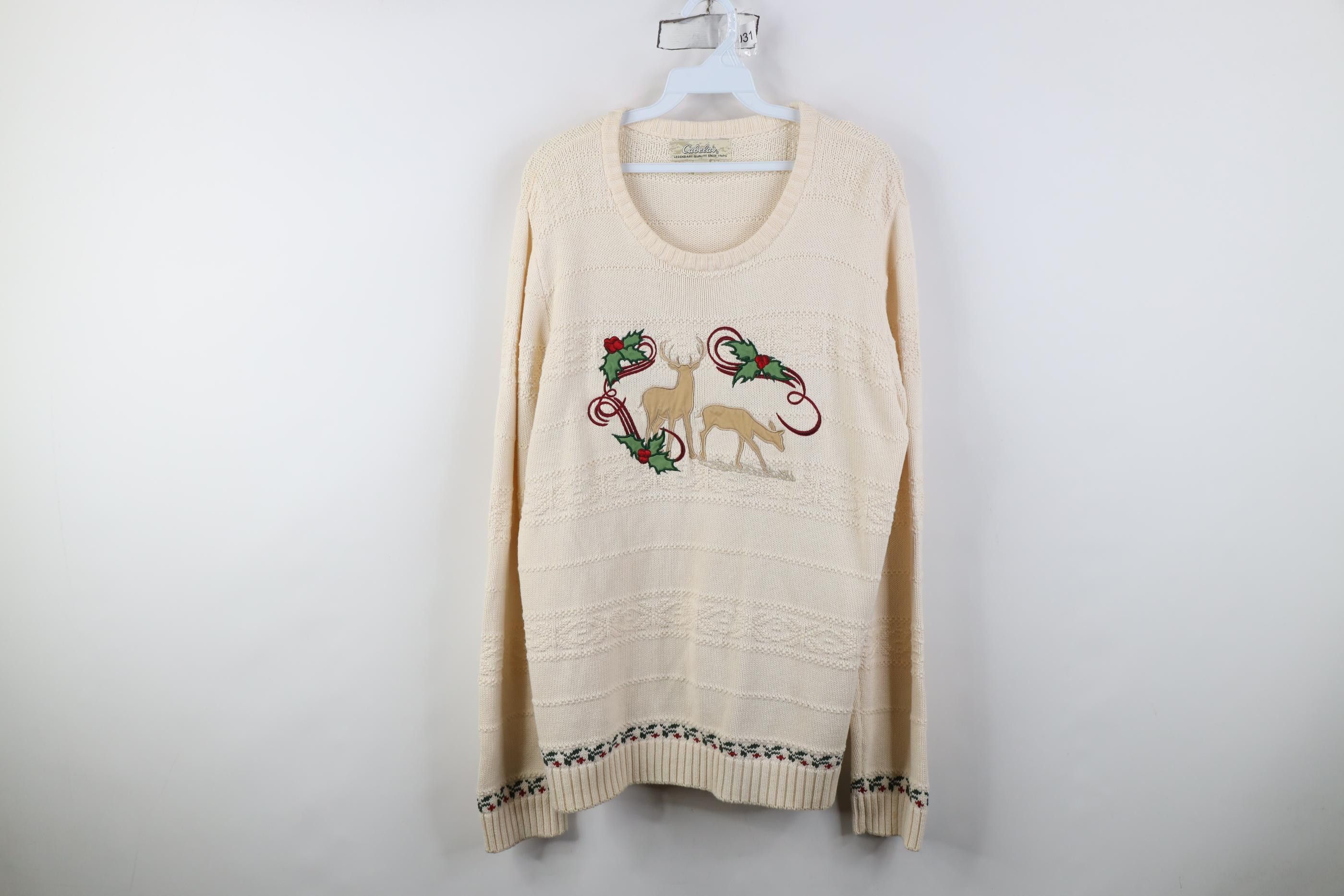 Cabelas Vintage 90s Cabelas Christmas Mistletoe Deer Buck Sweater Size M / US 6-8 / IT 42-44 - 1 Thumbnail