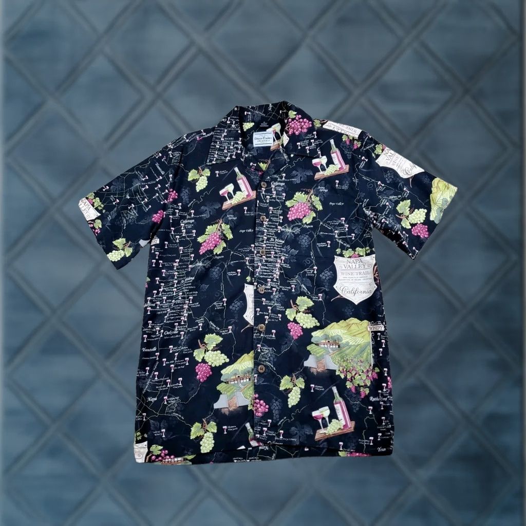 Vintage David Carey Hawaiian Shirt Medium Mens Black Short Sleeve Napa Valley Wine Trail Shirt Size US M / EU 48-50 / 2 - 1 Thumbnail