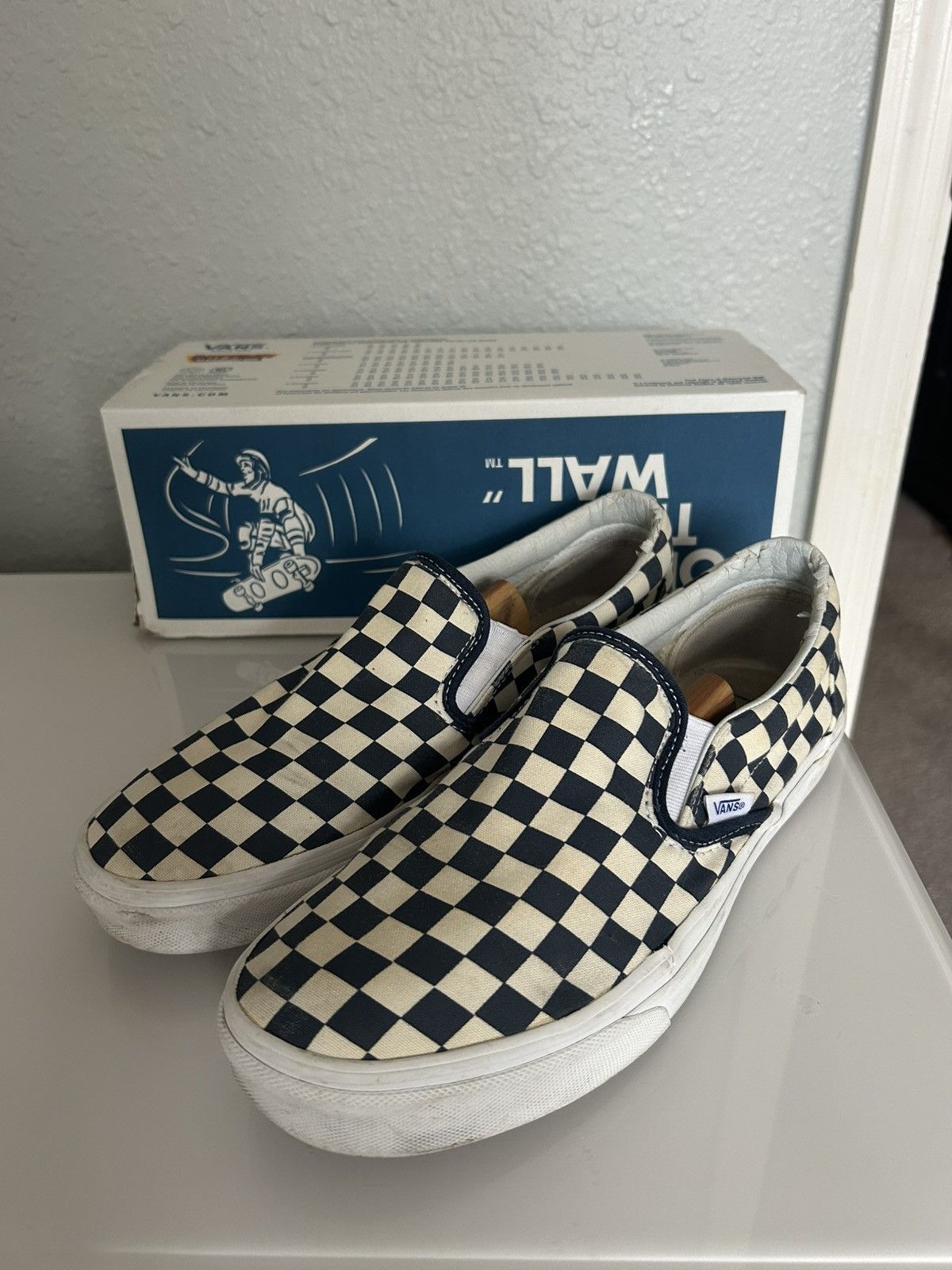 Vans Slip On Golden Coast Dark Blue/White Checkered 10