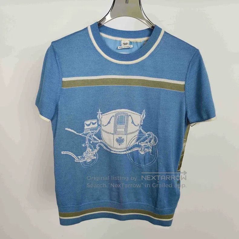 Hermes Hermes Blue Silk Knit Short Sleeve Size XS / US 0-2 / IT 36-38 - 2 Thumbnail