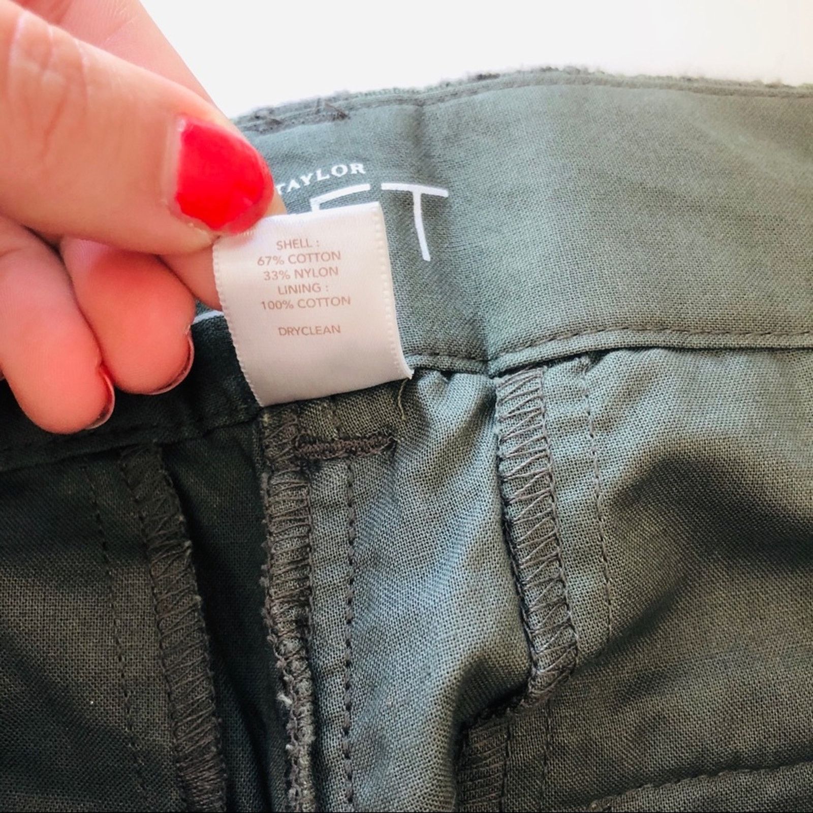 Loft NEW ANN TAYLOR LOFT Olive Green Lace Chino Tab Zip Shorts Size 28" / US 6 / IT 42 - 7 Thumbnail