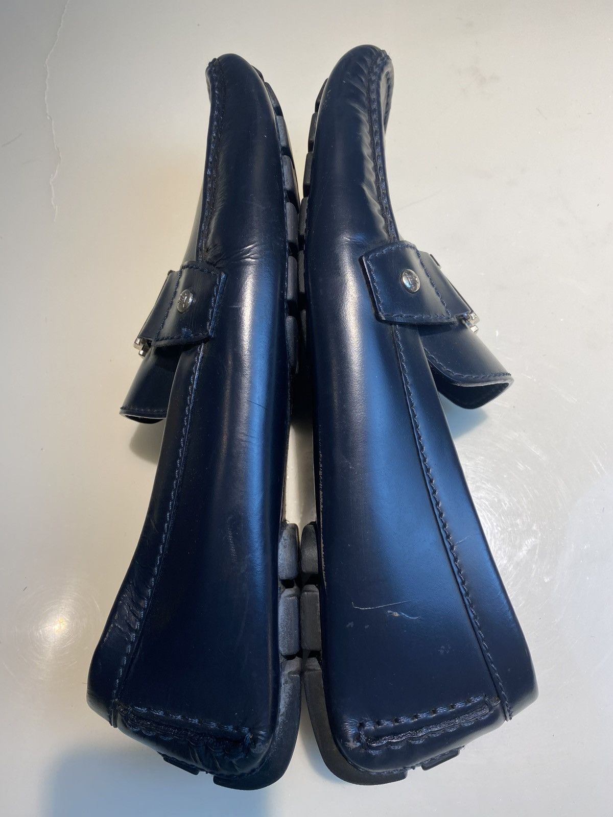 Louis Vuitton Monte Carlo LV Logo Moccasins Blue Leather Size US 10.5 / EU 43-44 - 9 Thumbnail