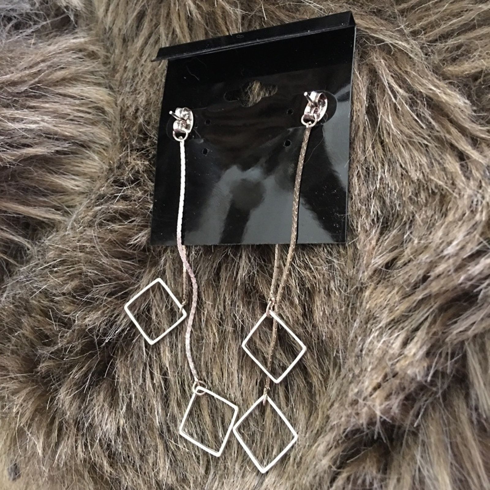Jewelry Silver tone chain diamond charm pierced earrings Size ONE SIZE - 4 Thumbnail