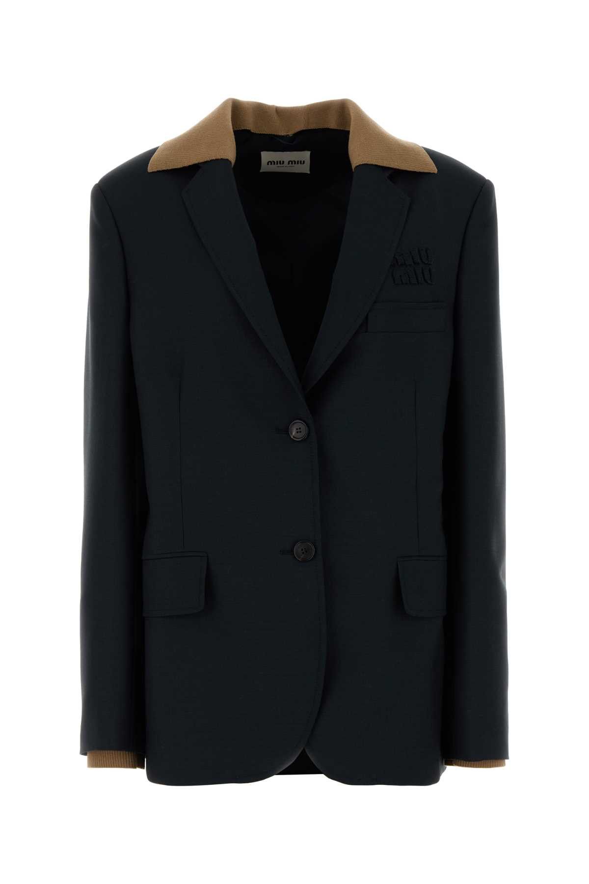 Miu Miu Midnight Blue Mohair Blend Oversize Blazer Size M / US 6-8 / IT 42-44 - 1 Thumbnail