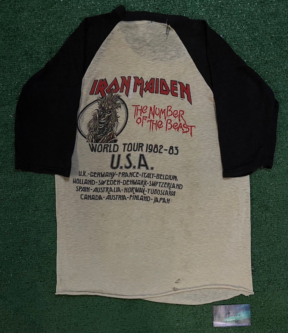 Vintage Vintage 1980s Iron Maiden number of the beast world tour tee Size US L / EU 52-54 / 3 - 2 Thumbnail