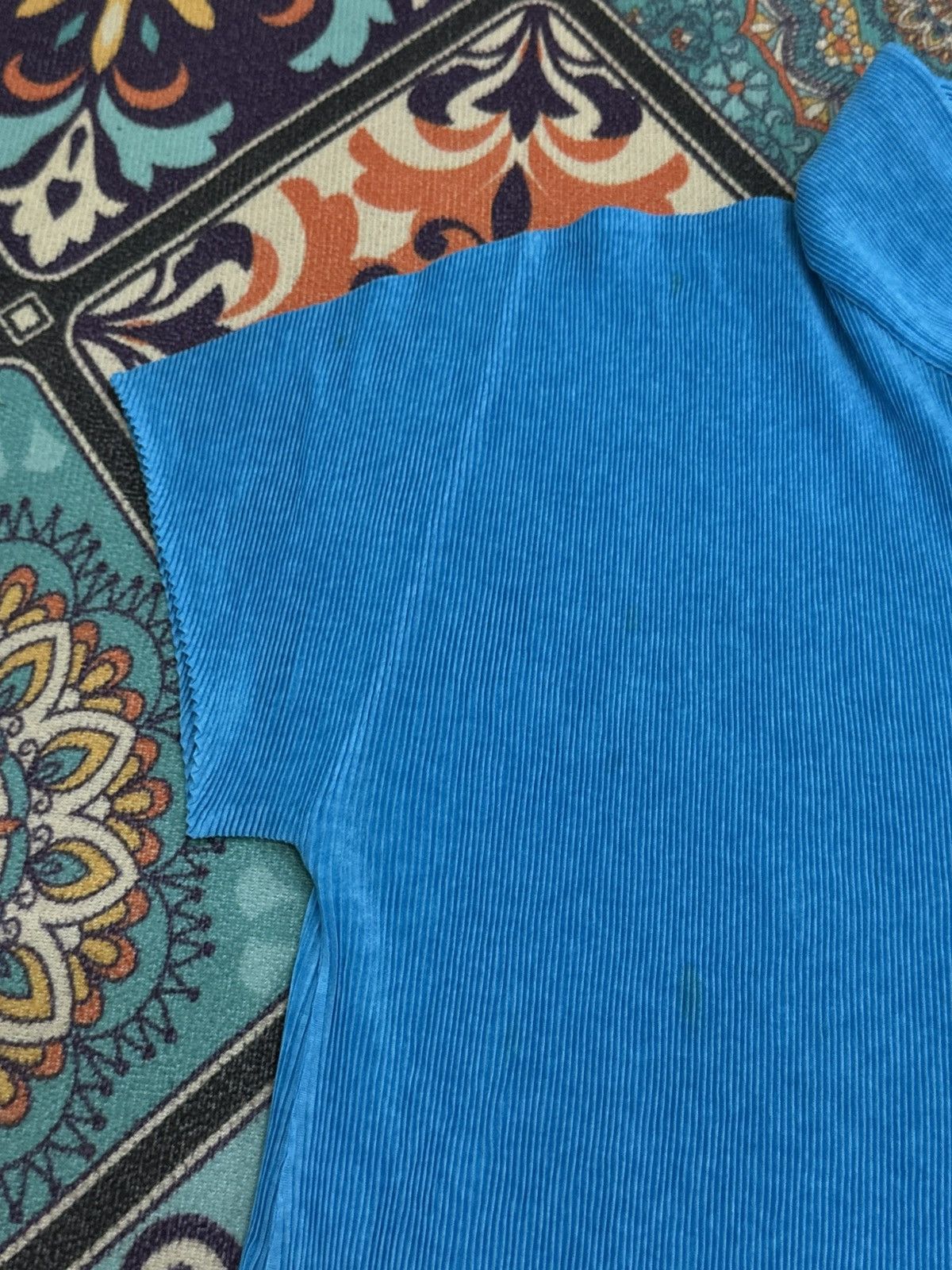 Pleats Please Issey Miyake Pleats Please Issey Miyake Neon Blue Polo Style Shirt Size US M / EU 48-50 / 2 - 7 Thumbnail