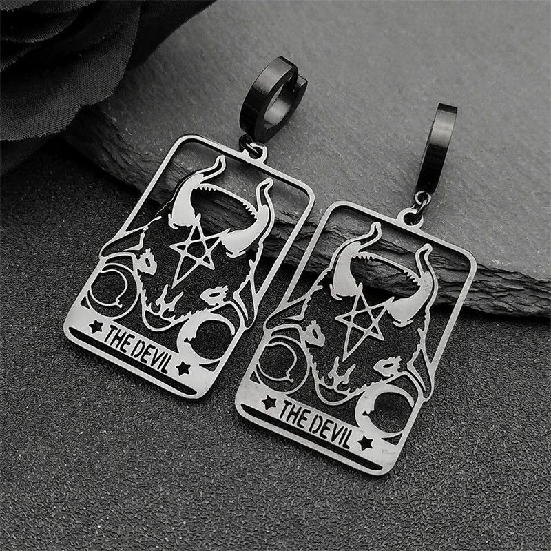 Jewelry Goat Sheep Head Pentacle Hoop Earrings Jewelry Gift Size ONE SIZE - 1 Preview