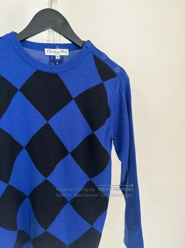 Dior Dior Blue Knit Sweater with Argyle Pattern . Size M / US 6-8 / IT 42-44 - 4 Thumbnail