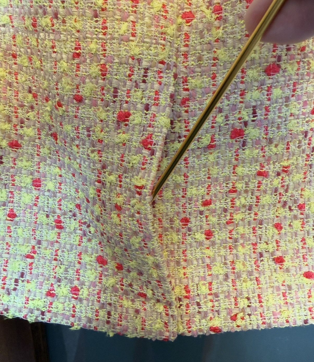J.Crew J.Crew Women Yellow Pink Tweed Neon Print No. 2 Pencil Skirt Size 34" / US 12 / IT 48 - 6 Thumbnail