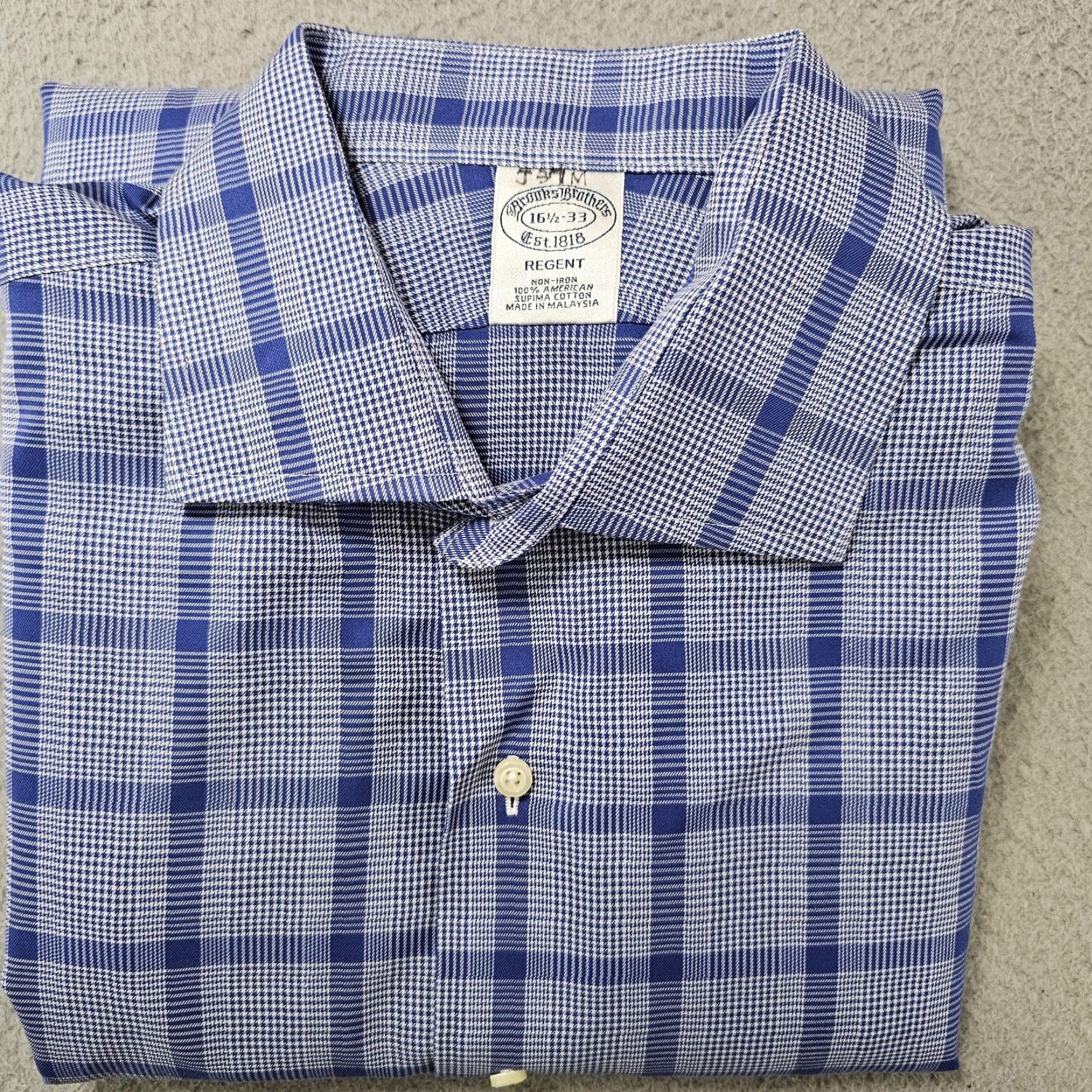 Brooks Brothers Brooks Brothers Shirt Mens 16.5-33 Blue Check Regent Non Iron Supima Cotton Shirt Size US XL / EU 56 / 4 - 2 Thumbnail