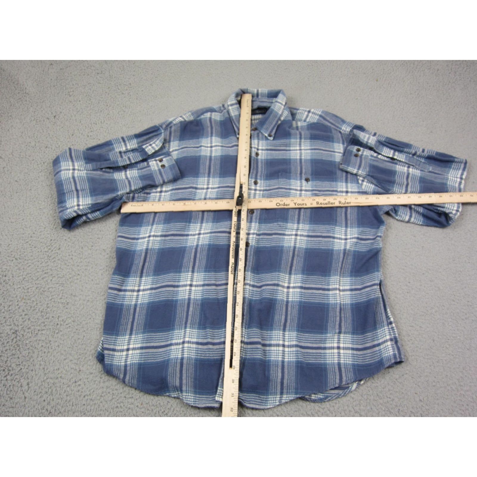 Lands' End VINTAGE Lands' End Shirt Adult XL Blue Plaid Flannel Cotton Mens 90s Button-Up Long Sleeve Collar Down 90s Theme Pockets Size US XL / EU 56 / 4 - 6 Thumbnail