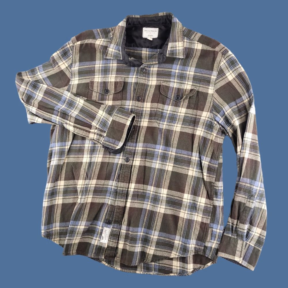 Vintage Field & Stream Shirt Mens XL Flannel Slim Plaid Green Brown Long Sleeve Button-Up Size US XL / EU 56 / 4 - 1 Thumbnail