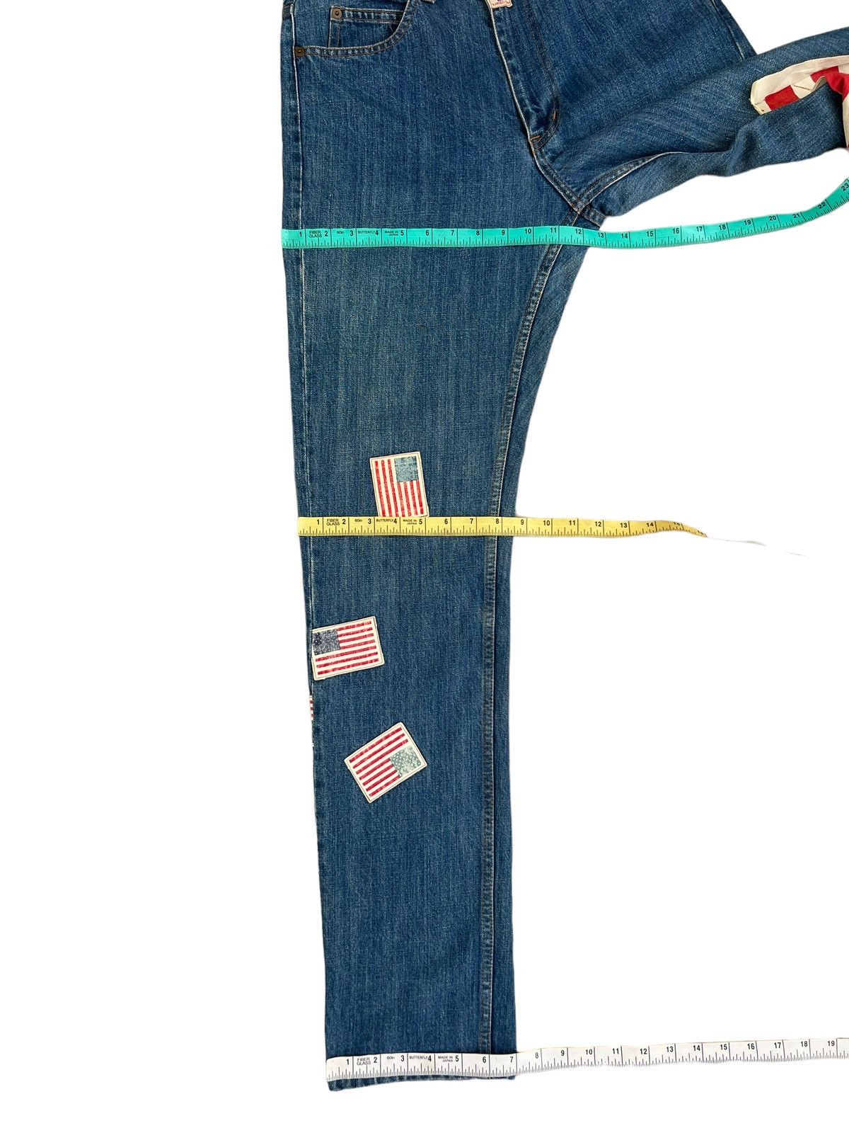 Vintage Kaneko Isao Japan USA Flag Patches Denim Jeans