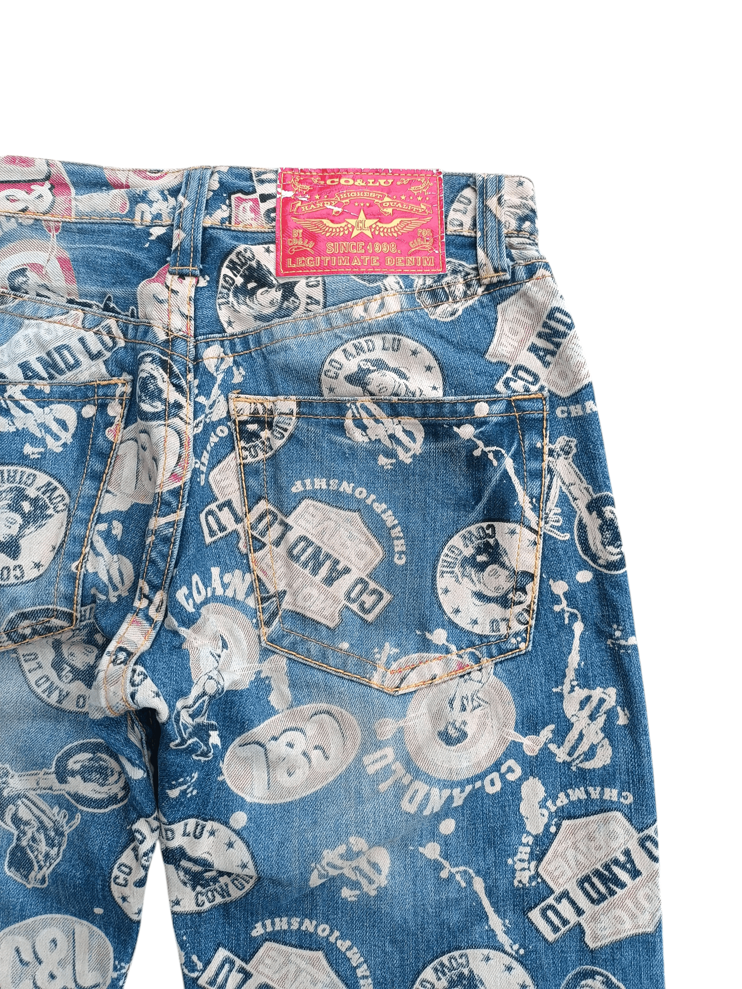Japanese Brand × Vintage VINTAGE Co&Lu Cow Girl Hysteric Style Fullprint Jeans Size US 29 - 2 Thumbnail
