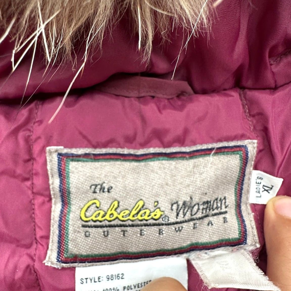 Vintage VINTAGE Cabela's Goose Down Parka Jacket Womens XL Fur Trim Hood Red Zip Puffer Jacket Size XL / US 12-14 / IT 48-50 - 2 Thumbnail
