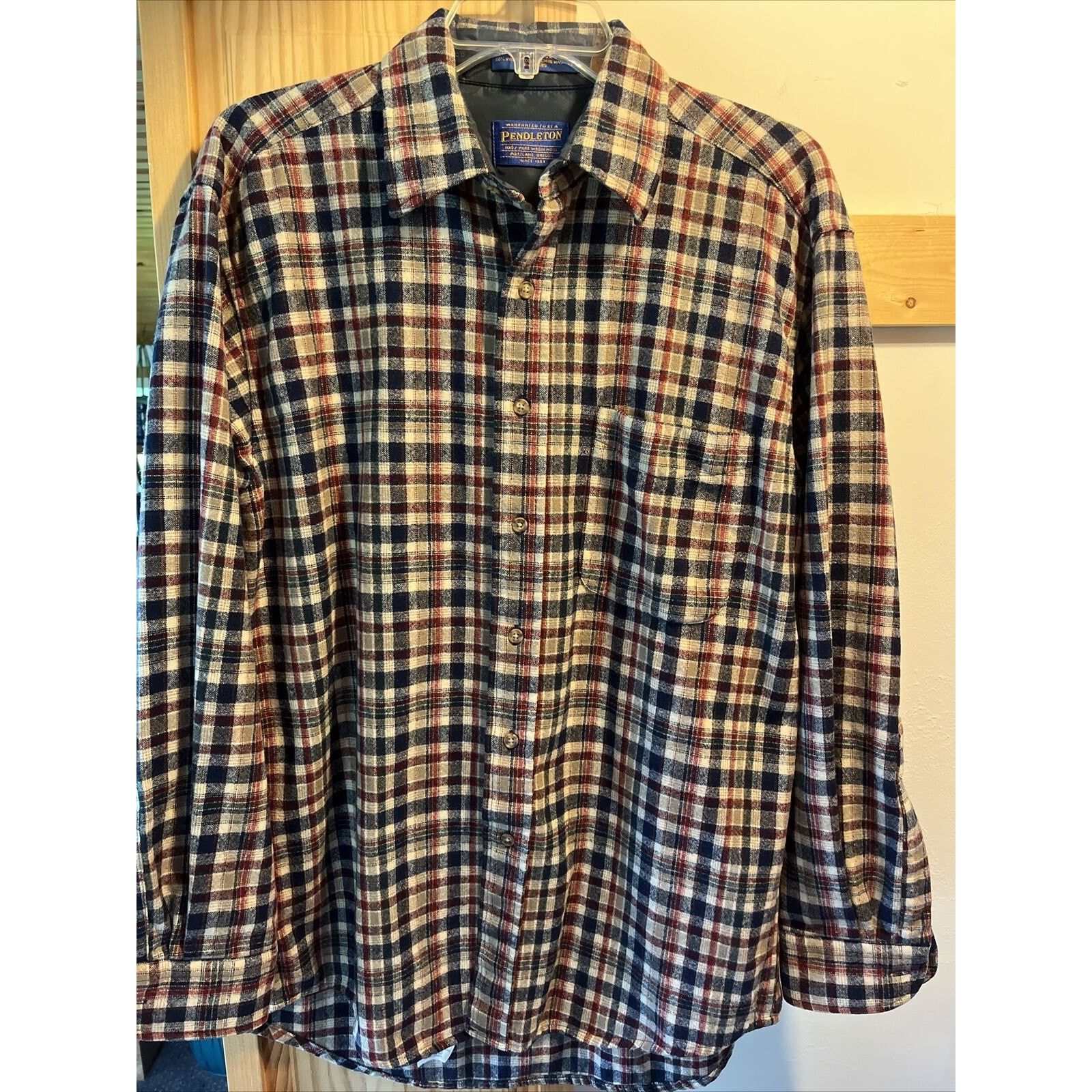 Pendleton Pendleton Mens M Red White Blue Check Button Down Wool Shirt Size US M / EU 48-50 / 2 - 9 Thumbnail