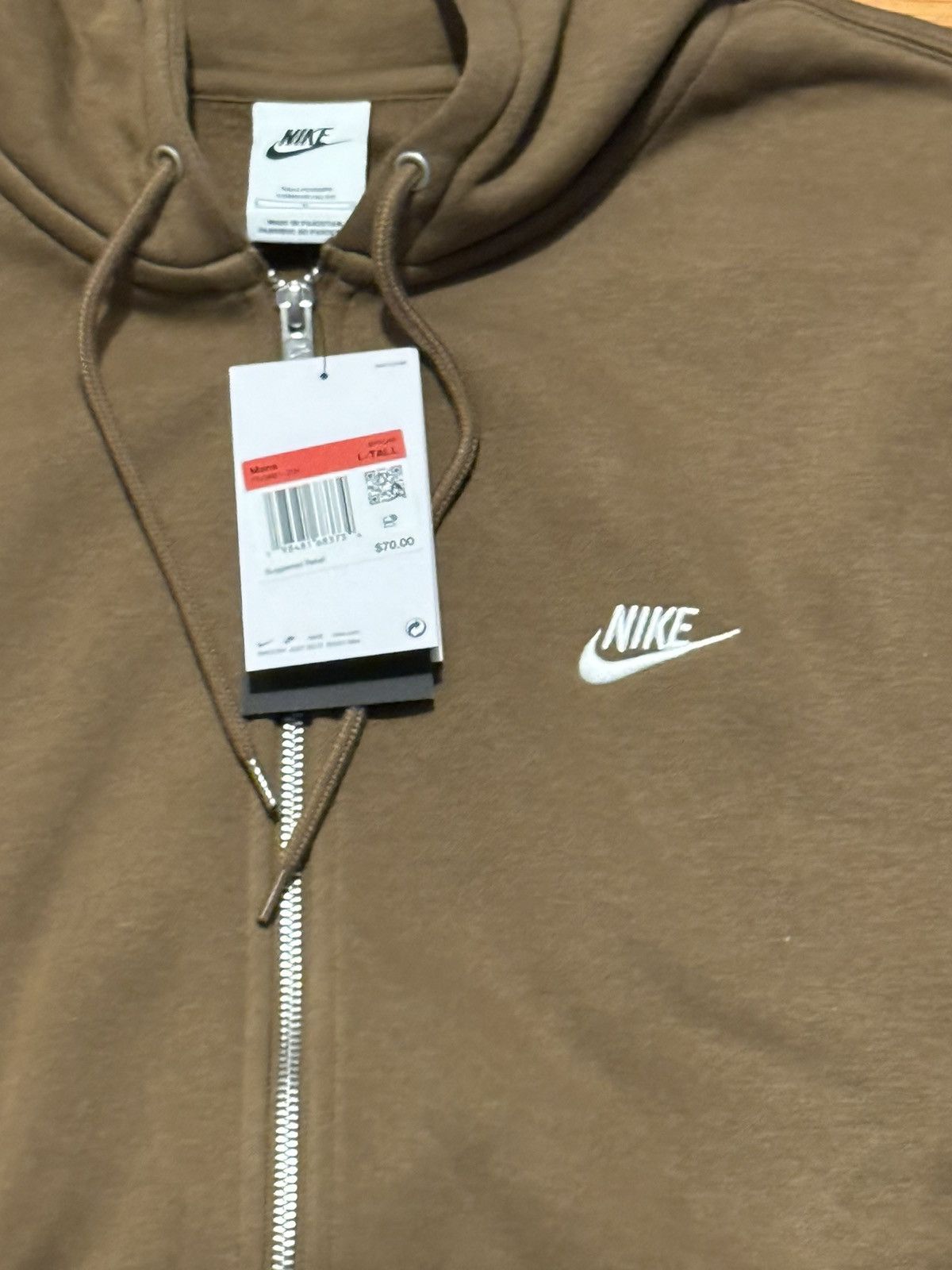 Nike Nike full zip fleece hoodie - Brown Large tall Size US L / EU 52-54 / 3 - 4 Thumbnail