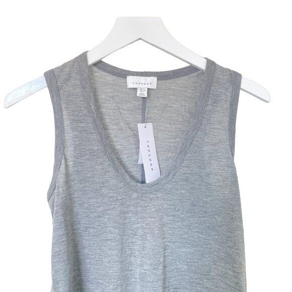 Topshop Topshop Heather Grey U-Neck Tank Top Size XS / US 0-2 / IT 36-38 - 3 Thumbnail