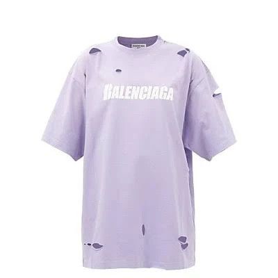 image of Balenciaga O1W1Db10524 Caps Boxy Fit T-Shirt In Purple, Women's (Size Small)