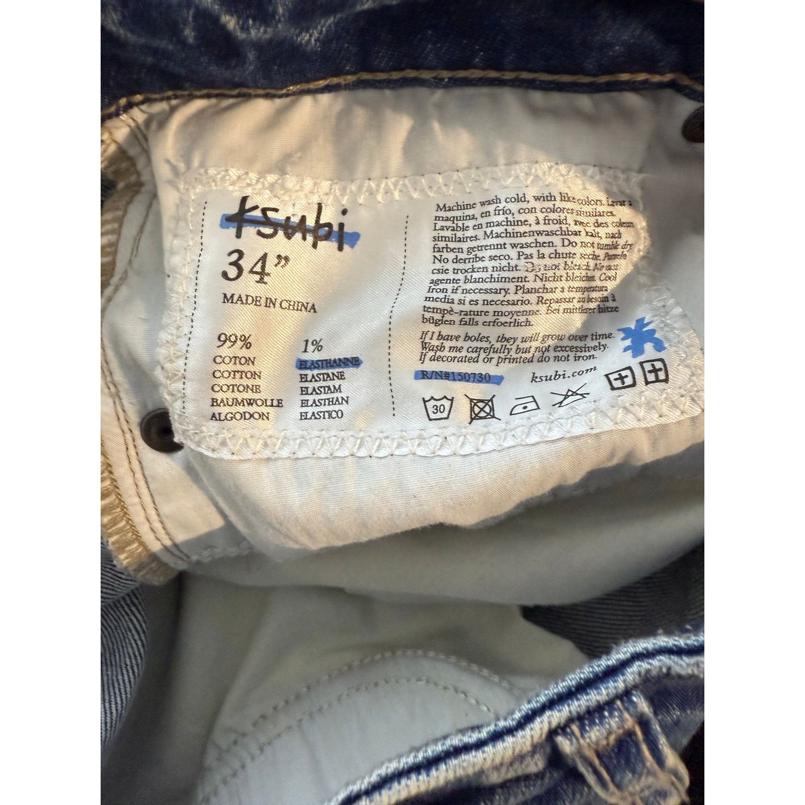 Rta Ksubi Blue White Jeans Used 34 Size US 34 / EU 50 - 3 Thumbnail