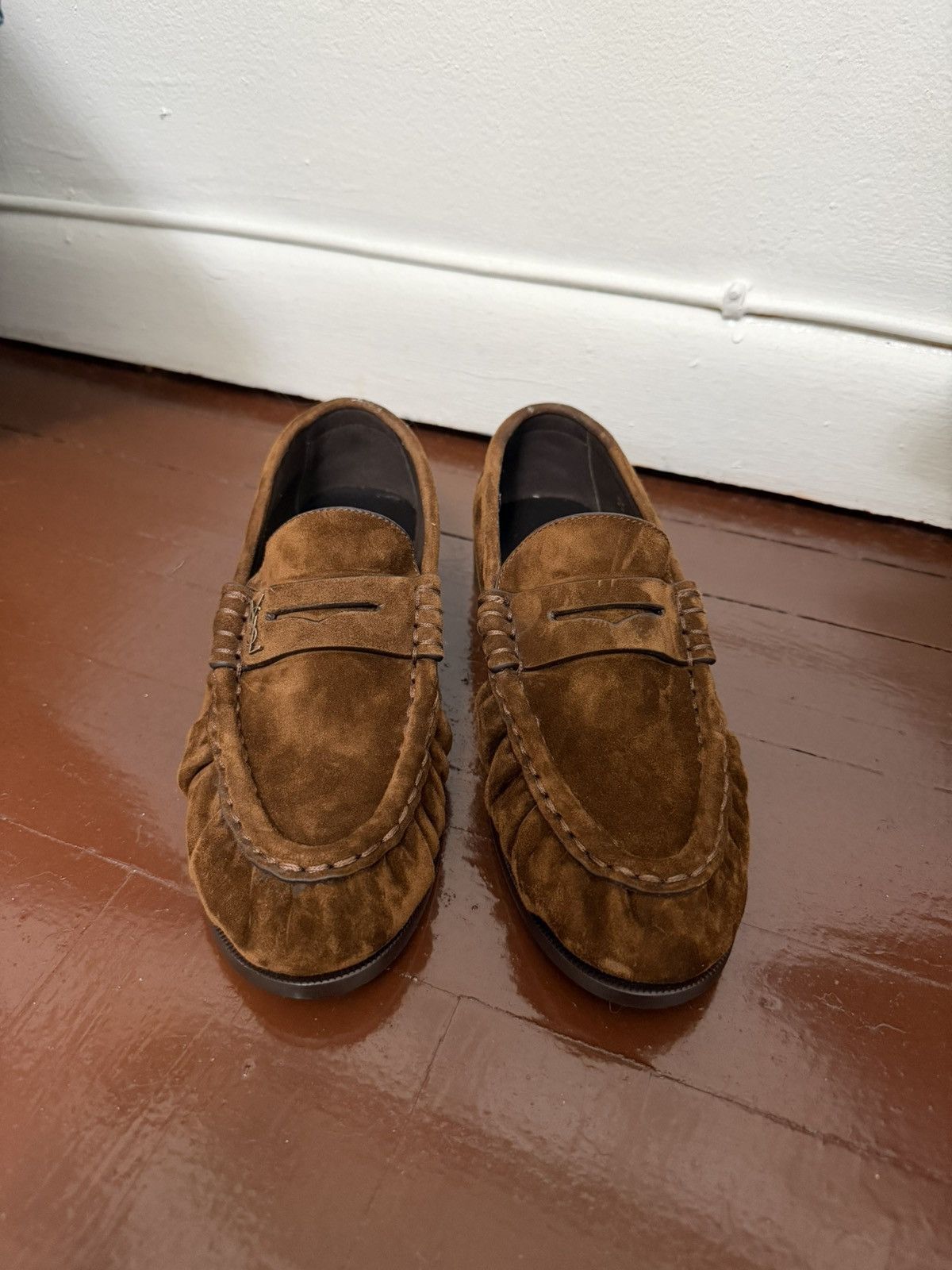Yves Saint Laurent YSL BROWN SUEDE LOAFERS Size US 6 / IT 36 - 1 Thumbnail