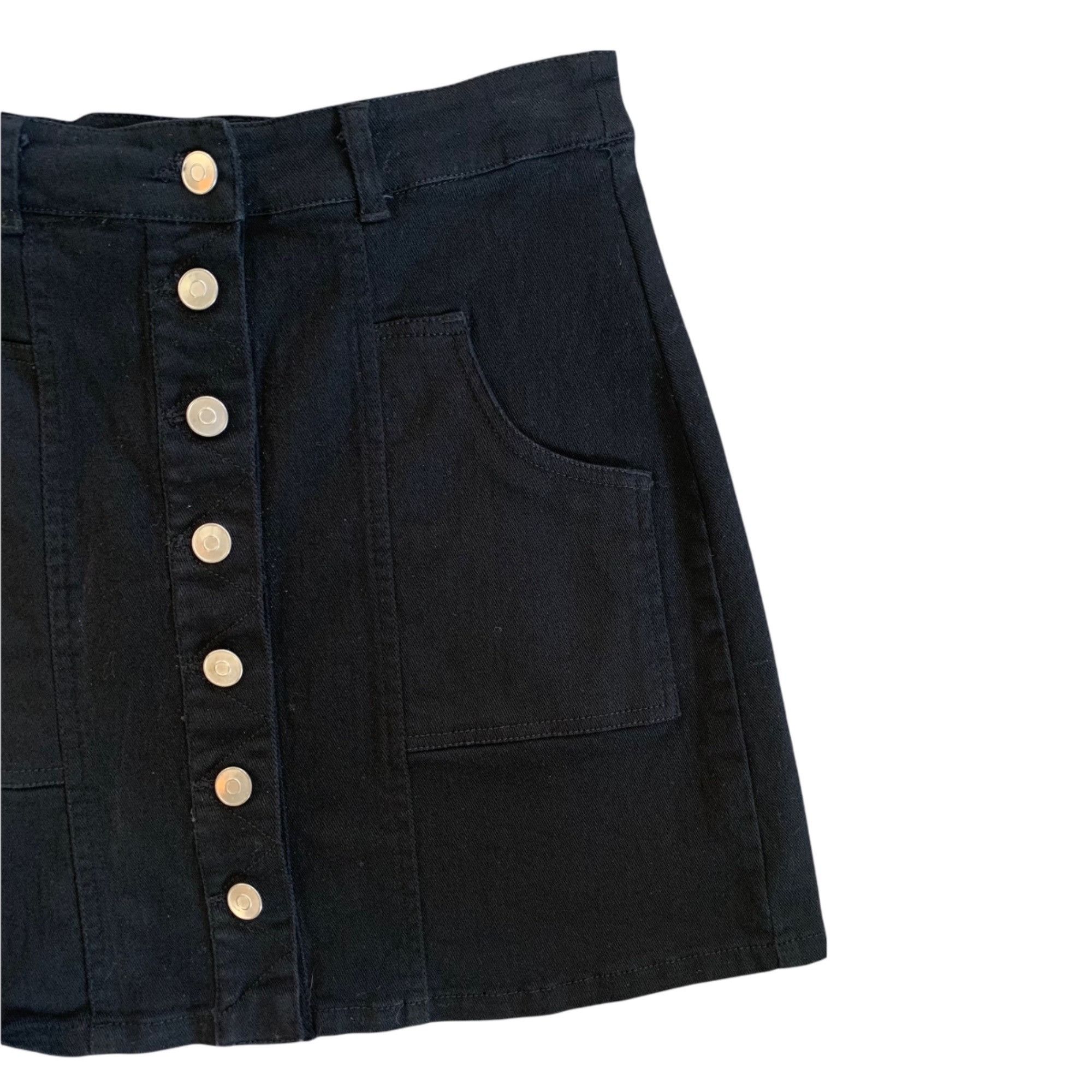 Other Altar'd State Black Denim Button Front Mini Skirt With Pocke Size 28" / US 6 / IT 42 - 2 Thumbnail