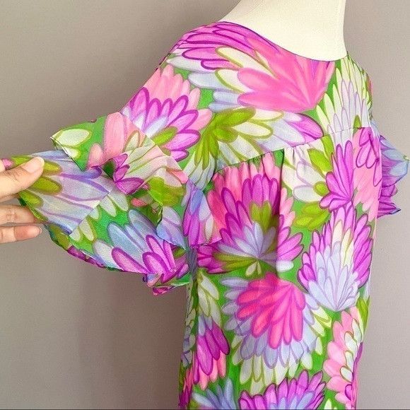 Vintage Vintage 60s Floral Hippie Short Sleeve Pant Suit - XS/24" Size XS / US 0-2 / IT 36-38 - 4 Thumbnail