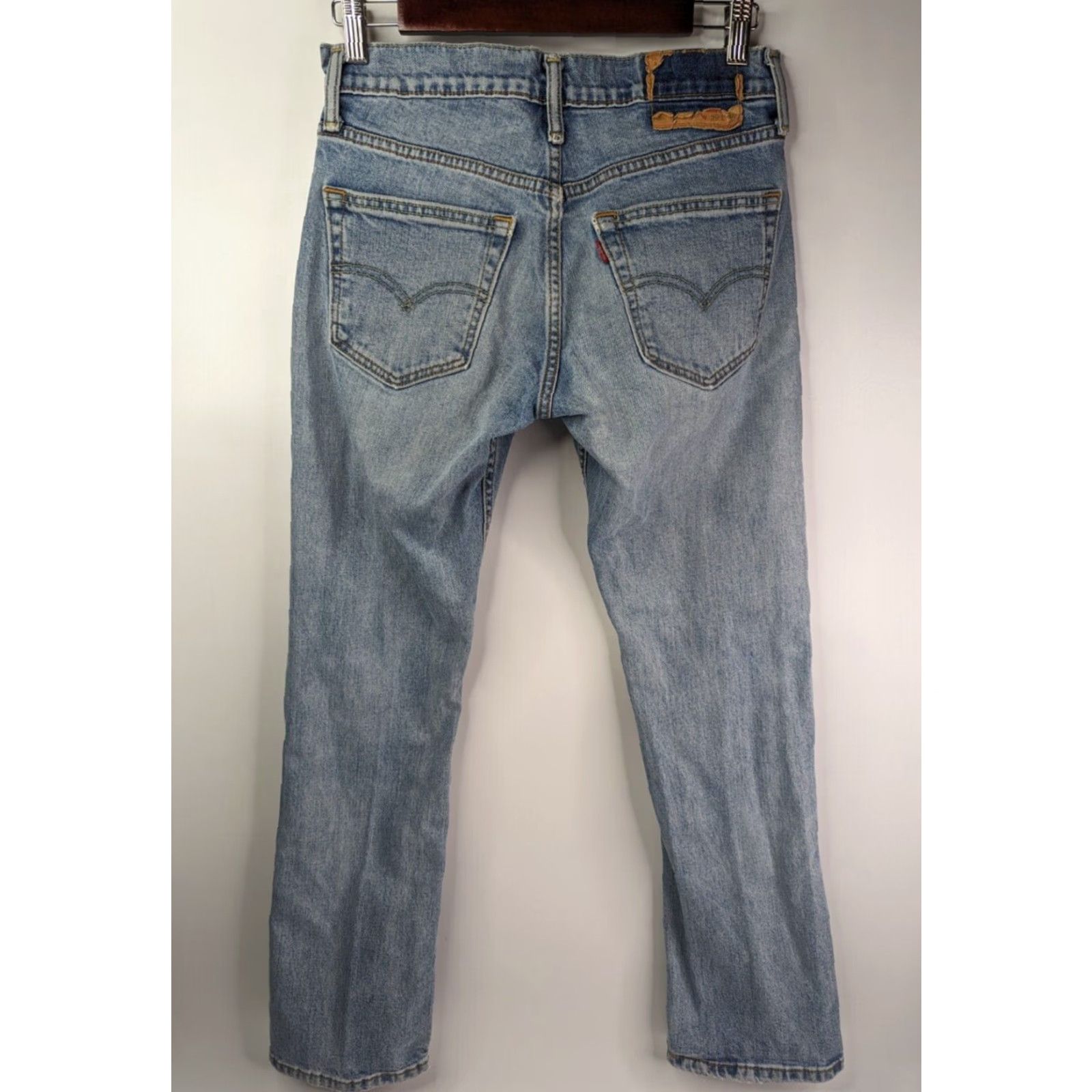 Levi's VINTAGE Levi's 527 Jeans Mens 29x30 Boot Cut Cowboy Distressed Light Wash Denim Blue Shirt Size US 29 - 6 Thumbnail