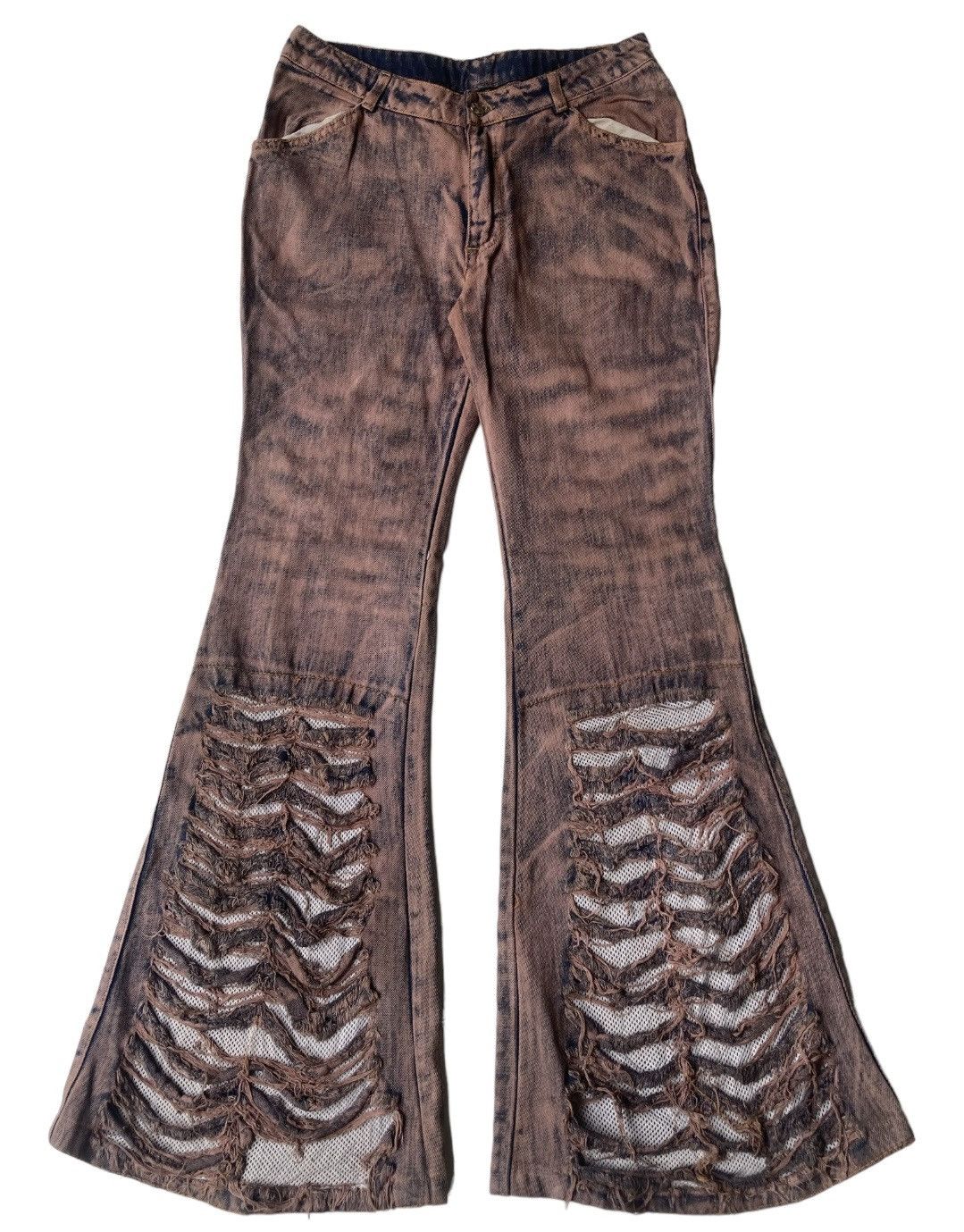 Japanese Brand Flared Ripped Jeans Size 28" / US 6 / IT 42 - 1 Thumbnail