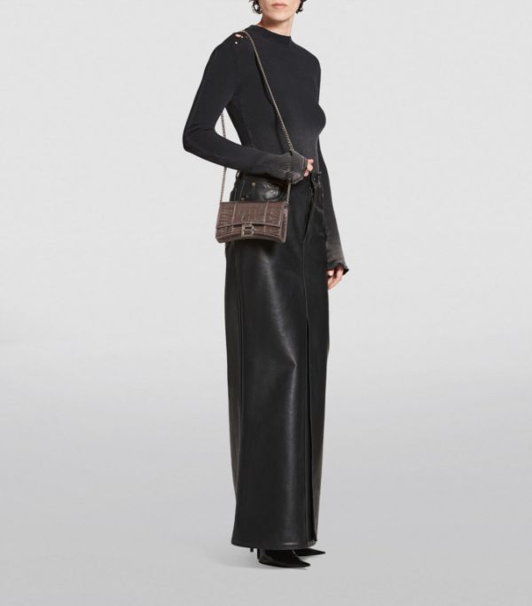 Balenciaga o1mt1gz0724 Size: OS / Metallized Crocodile Embossed Brown Size ONE SIZE - 6 Thumbnail