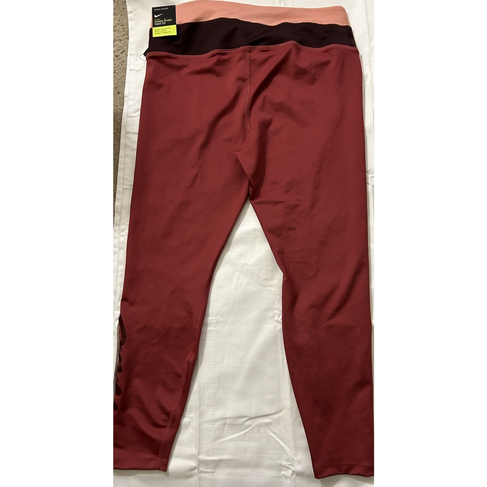 Nike NWT-Womens Nike Pro-Dri Fit Maroon Leggings Size XL Size 36" / US 14 / IT 50 - 2 Thumbnail