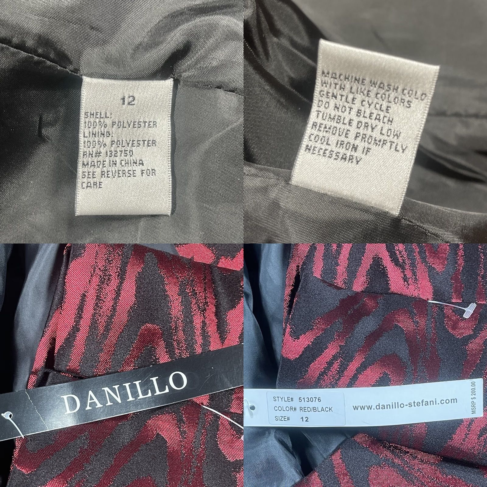 Vintage VINTAGE Danillo Blazer Woman’s 12 Red Black 100% Polyester Lined Jacket Coat Open NWT - Womens Blazer Jacket, Red Black, 12, Polyester, Open, NWT Size XL / US 12-14 / IT 48-50 - 9 Thumbnail