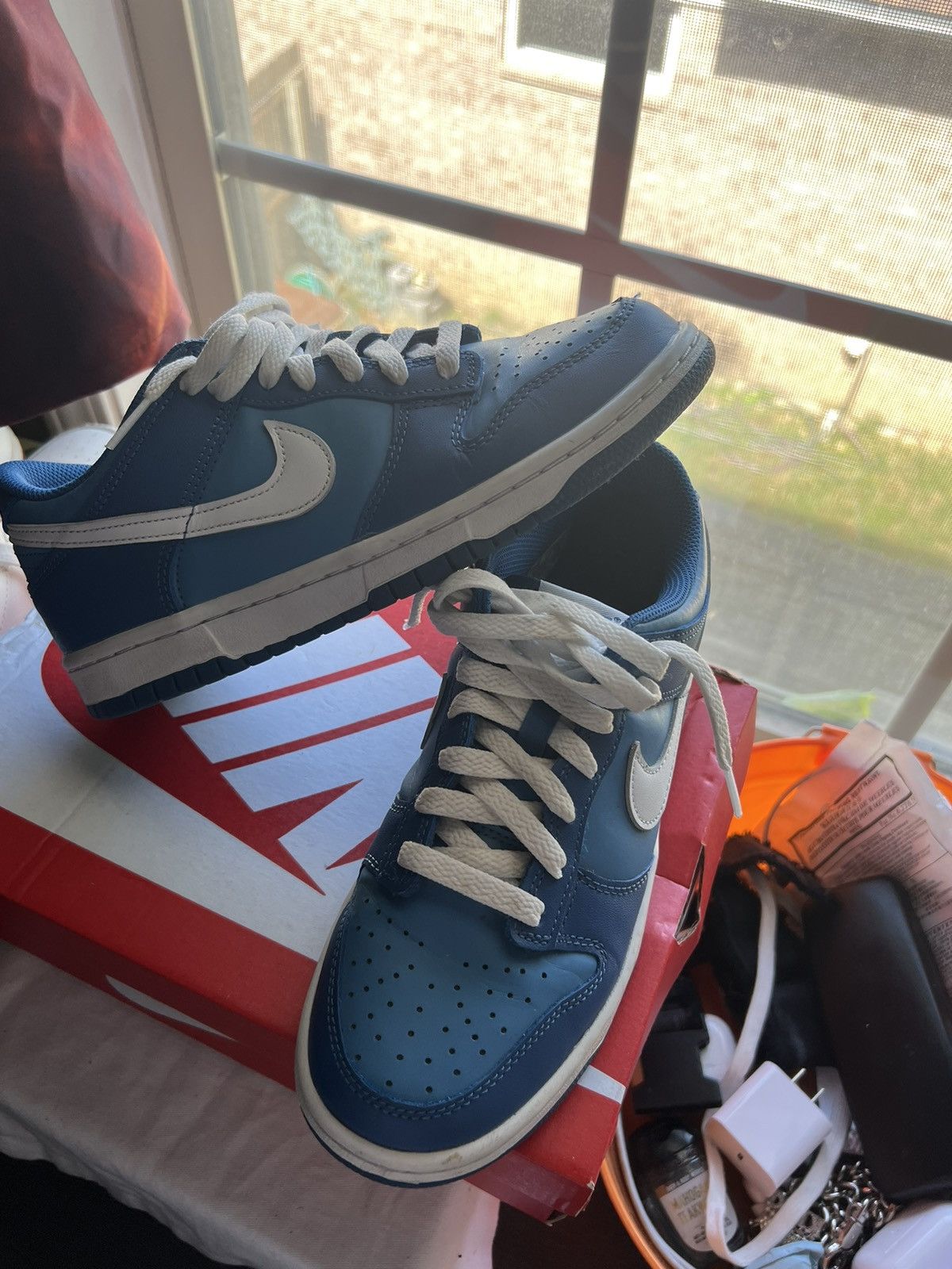 image of Nike Low Marina Blue Dunks Shoes, Men's (Size 6.5)