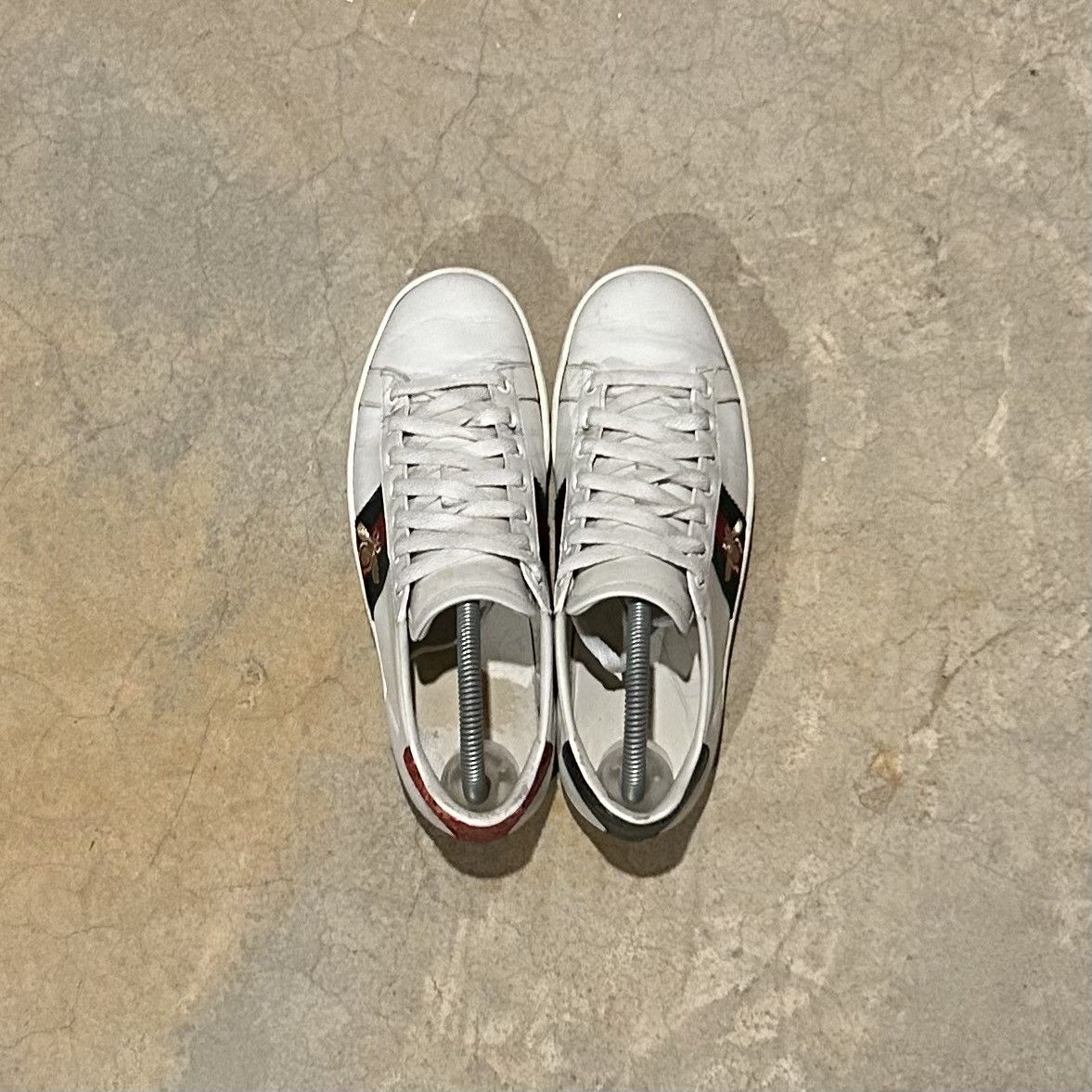 Designer × Gucci Gucci Ace Web Stripe Embroidered Bee Leather Shoes US 5 Size US 5 / EU 37 - 11 Thumbnail