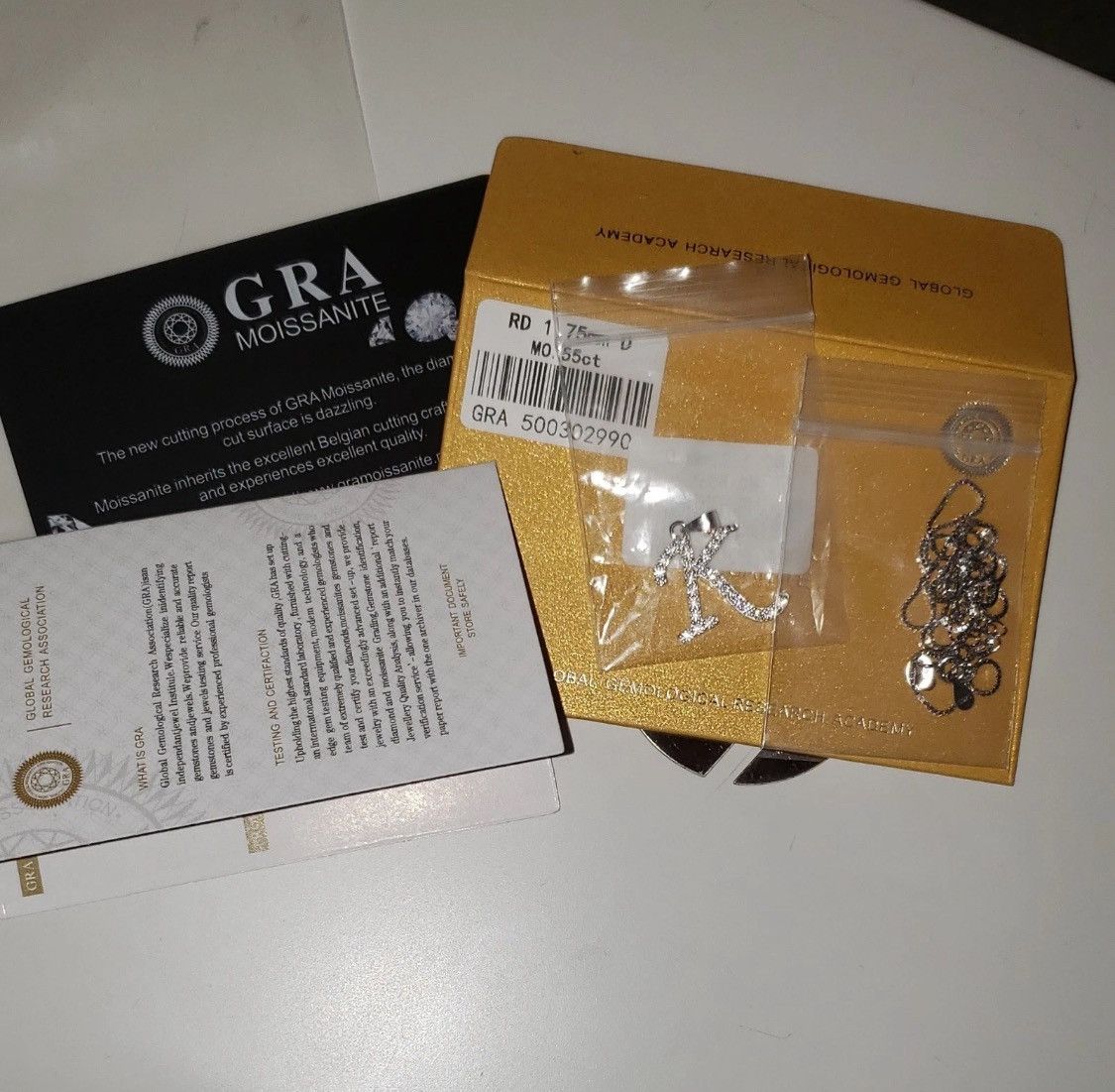 Grailed Moissanite “K” Initial Necklace GRA Certified 0.55ct 925 Size ONE SIZE - 1 Thumbnail