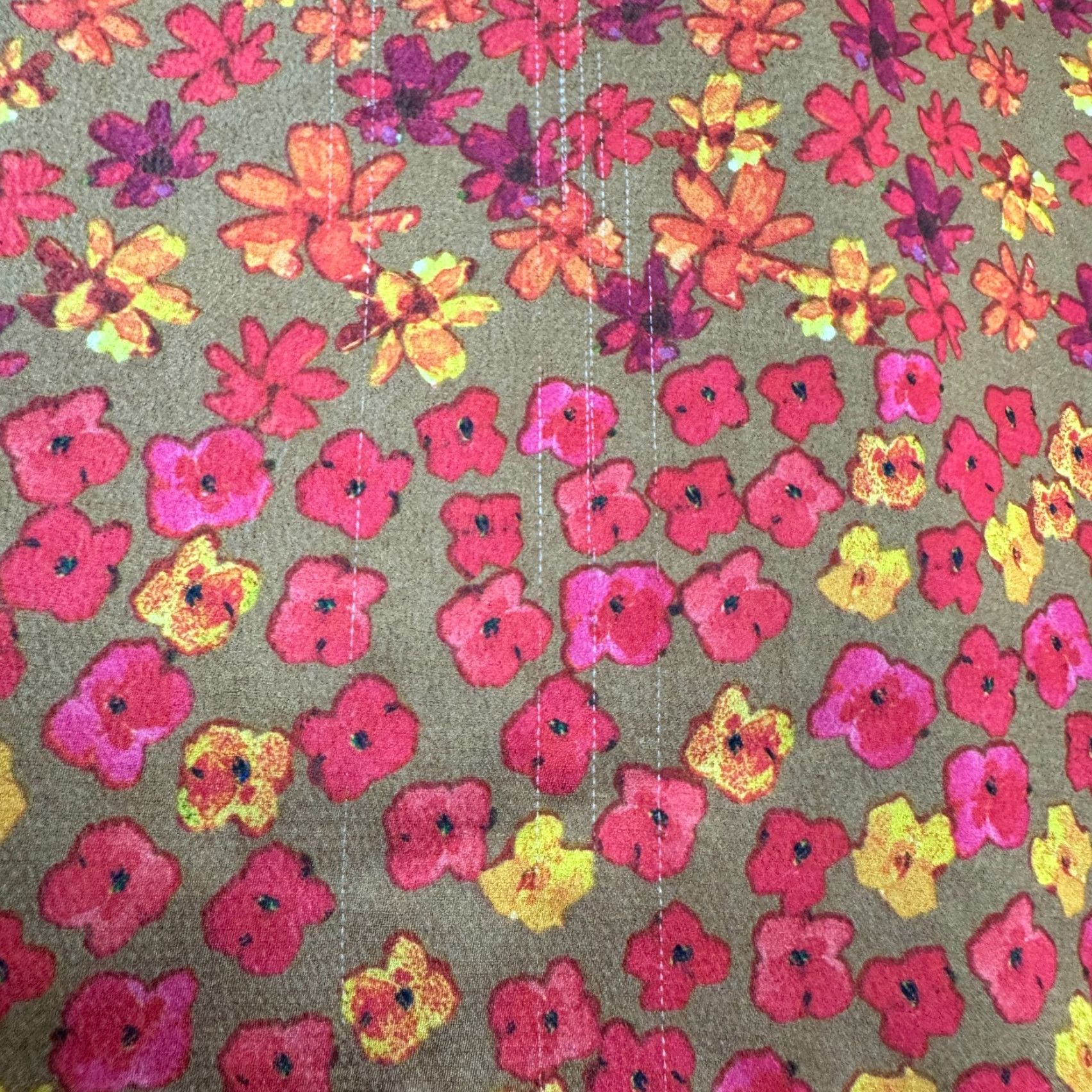 Vintage Honey Punch Dress Womens Large A-Line Mini Floral Rust Brown Puff Short Sleeve Size 36" / US 14 / IT 50 - 4 Thumbnail