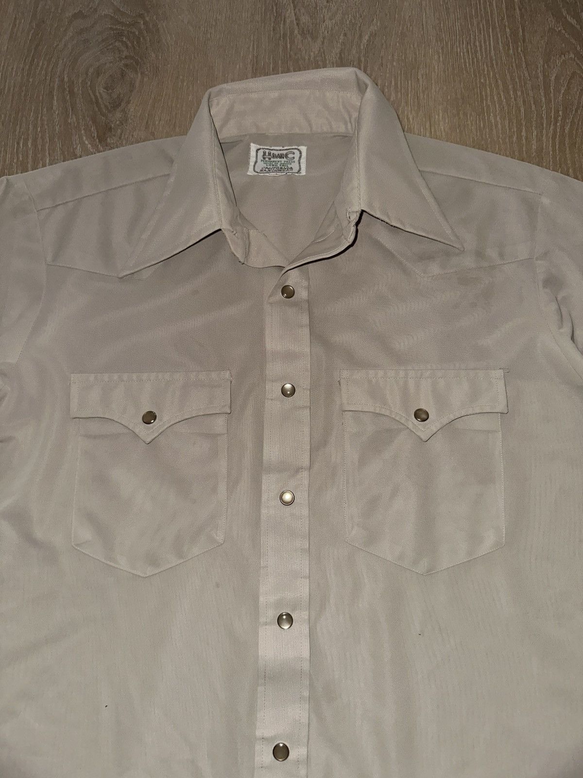 Vintage Vintage 60’s H Bar C Polyester Western Pearl Snap Button Up Size US L / EU 52-54 / 3 - 3 Thumbnail