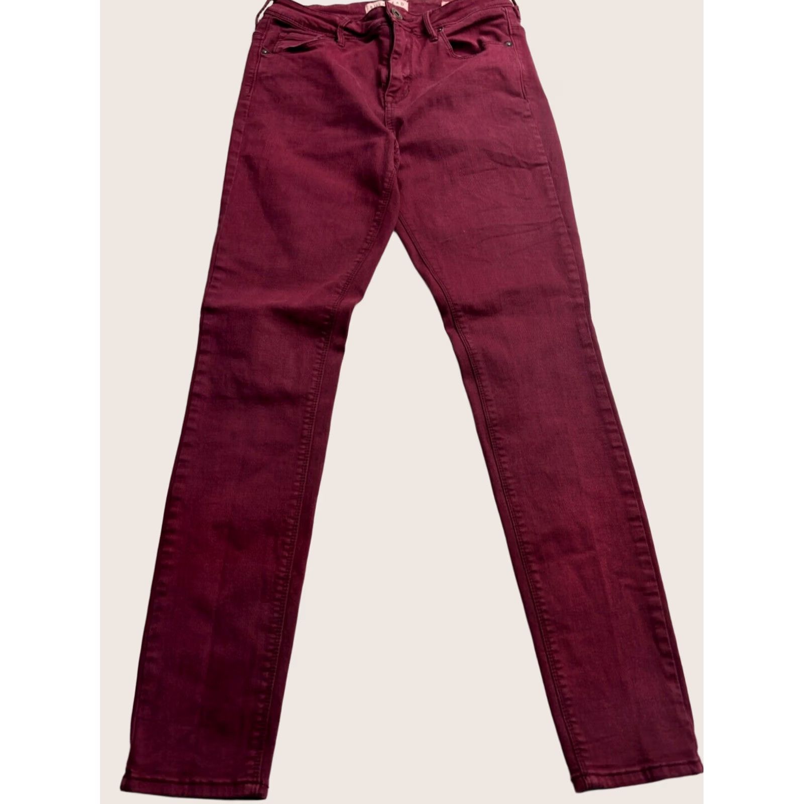 Vintage Bullhead Jeans Juniors 9 (27x29) Burgundy Stretch Skinniest High Rise Denim Zip Fly Womens Size 30" / US 8 / IT 44 - 1 Thumbnail