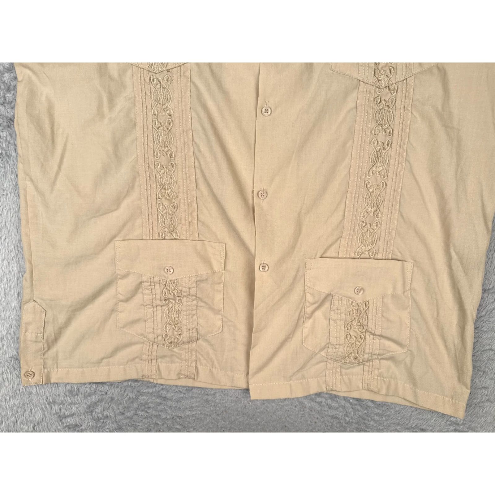 Vintage Maximos Shirt Adult XL Beige Polyester Blend 4 Pocket Vintage Embroidered Pockets Button-Up Collared Short Sleeve Mens Regular Size US XL / EU 56 / 4 - 5 Thumbnail