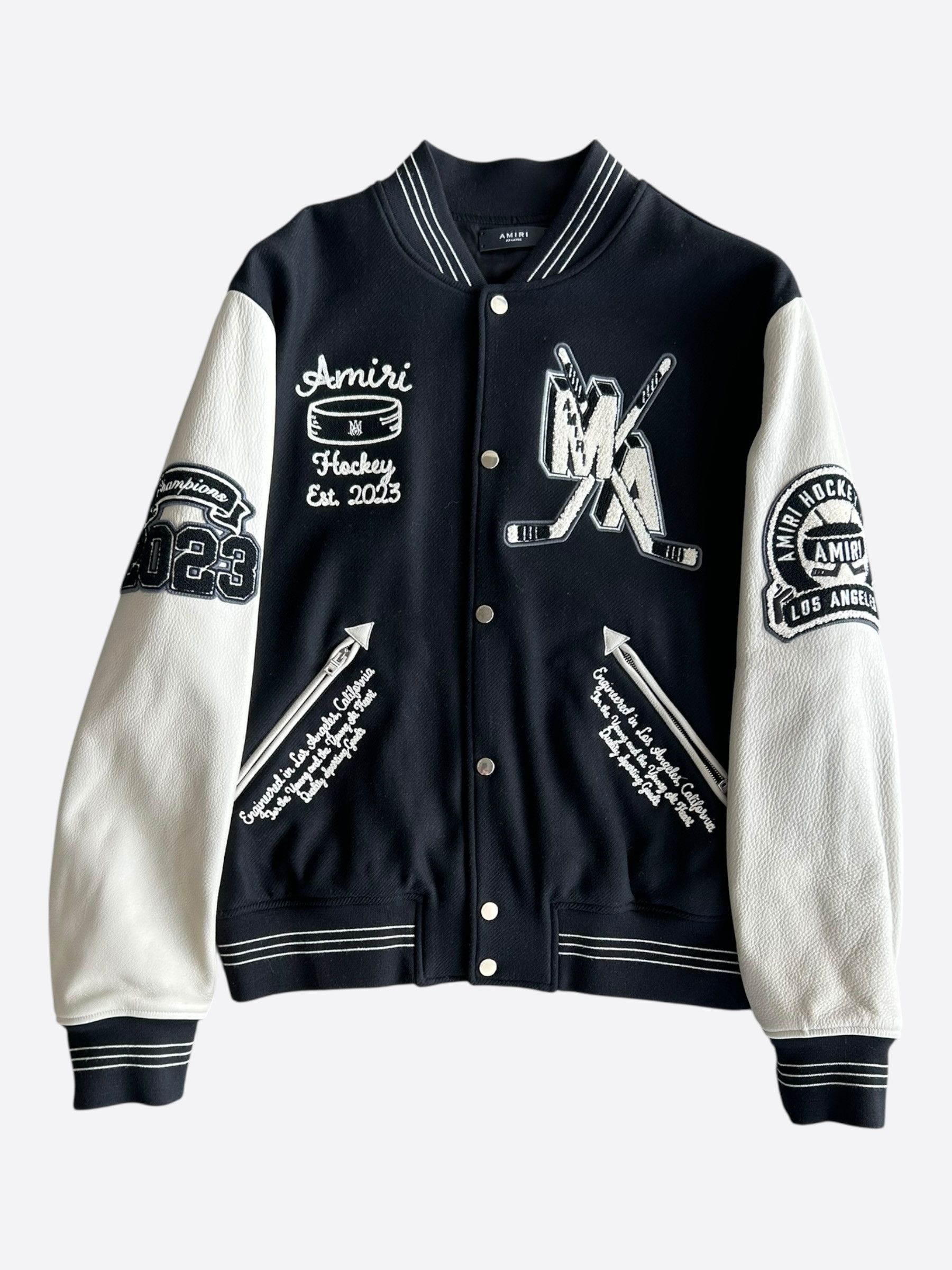 Amiri Amiri Black & White Fighters Varsity Jacket Size US XXL / EU 58 / 5 - 1 Thumbnail