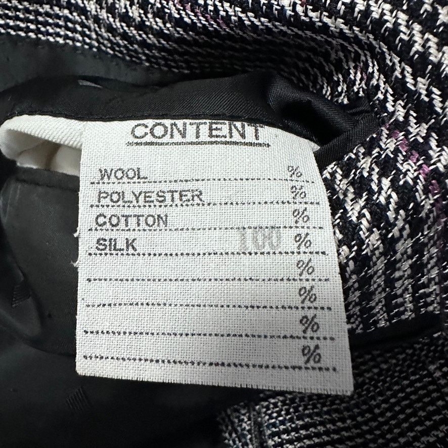 Vintage Vintage black and white glen check plaid silk blazer Size 46R - 5 Thumbnail