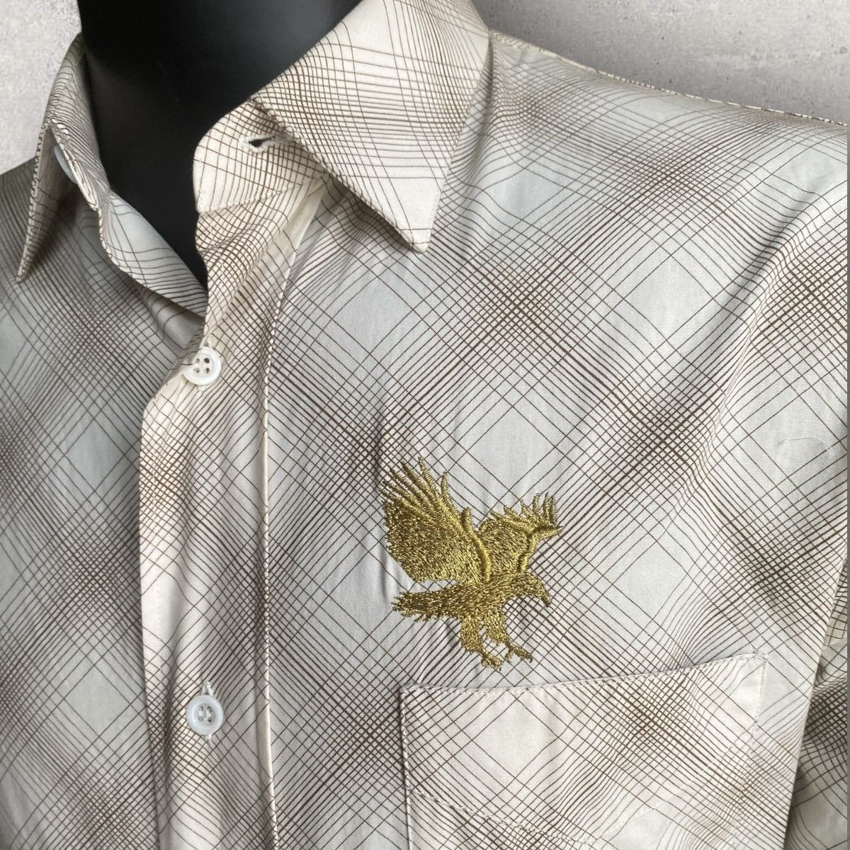 Dior Fall05 Eagle Embroidered Plaid Shirt Hedi Slimane Size US S / EU 44-46 / 1 - 1 Thumbnail