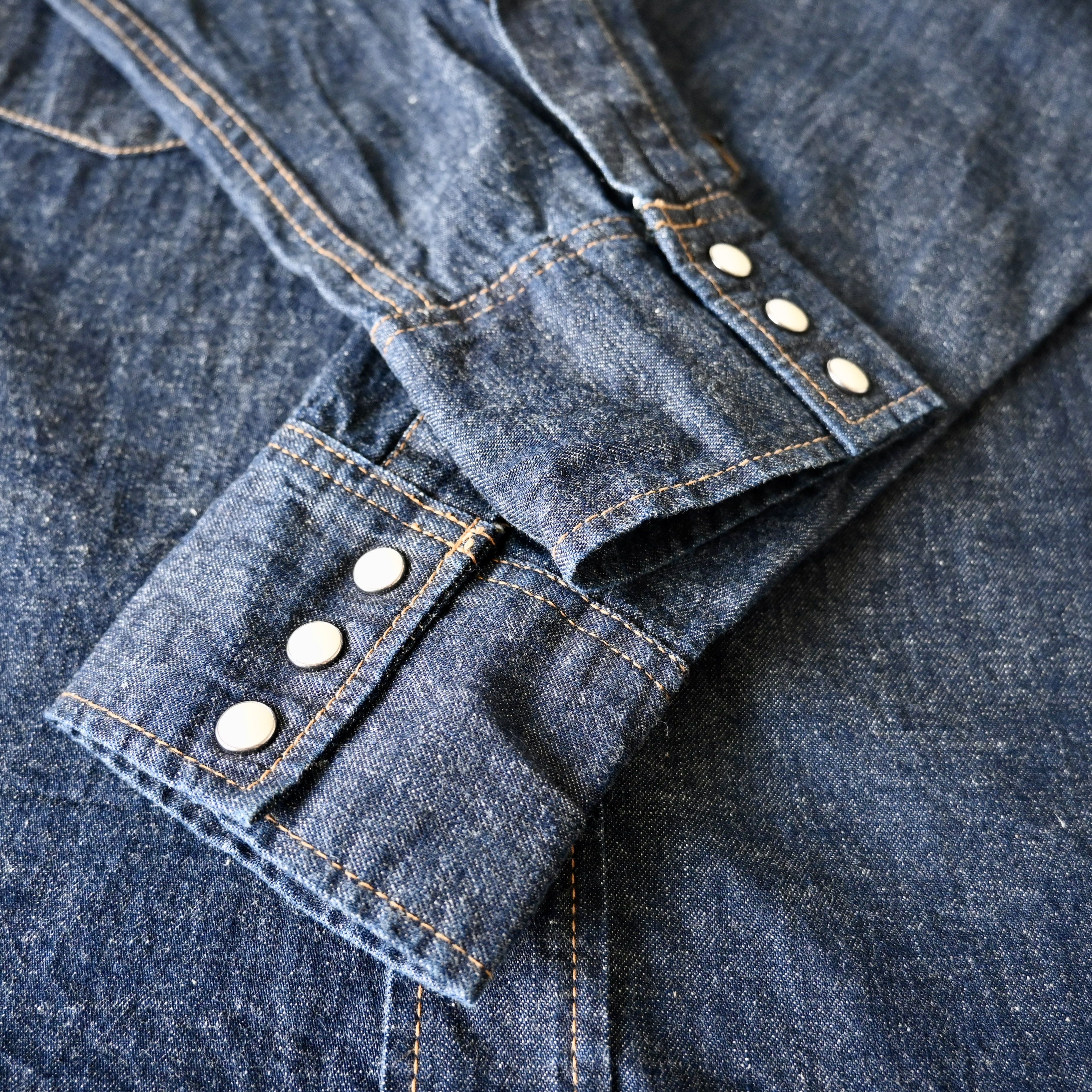 Japanese Brand VTG 1990s BLUE WAY indigo denim western shirt, made in Japan Size US L / EU 52-54 / 3 - 13 Thumbnail