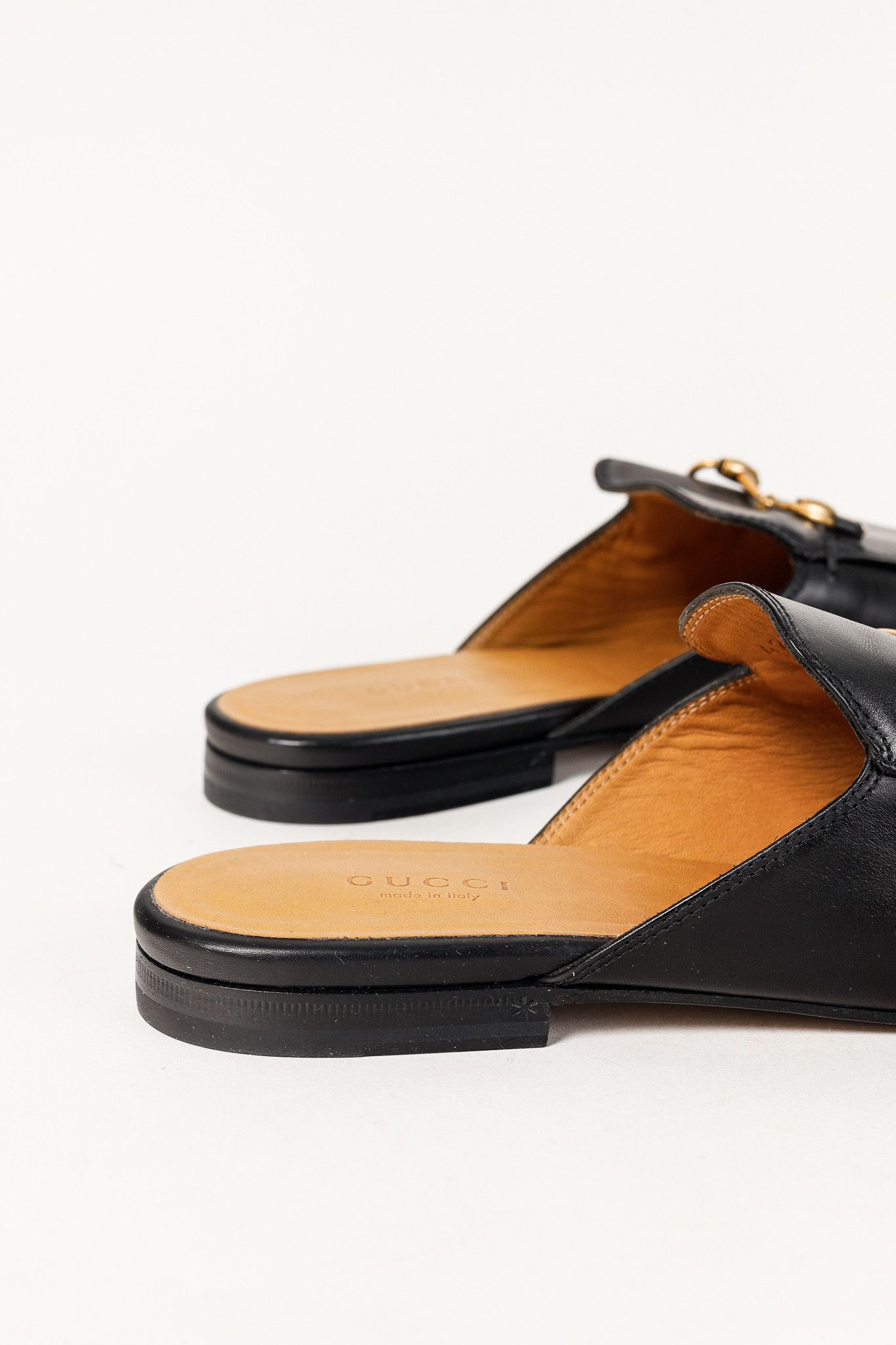 Gucci Gucci Princetown Gold Horsebit Black Leather Slipper Mule Size US 9 / IT 39 - 8 Thumbnail
