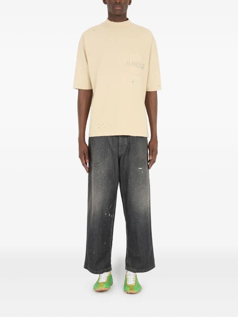 Maison Margiela o1w1db10526 Logo-print T-Shirt in Beige Size US M / EU 48-50 / 2 - 2 Thumbnail