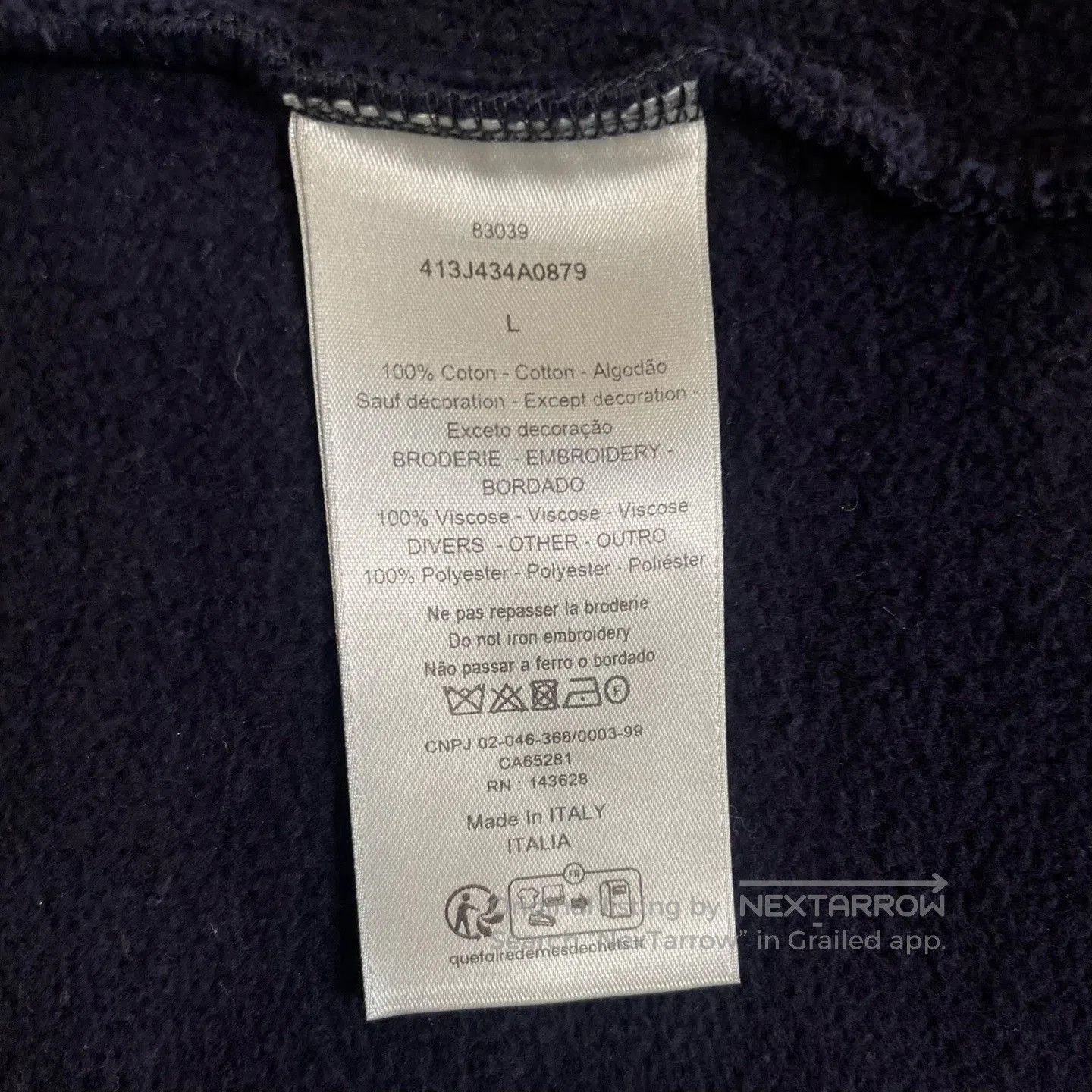 Dior Dior Navy Embroidered Sweatshirt. Size US L / EU 52-54 / 3 - 6 Thumbnail