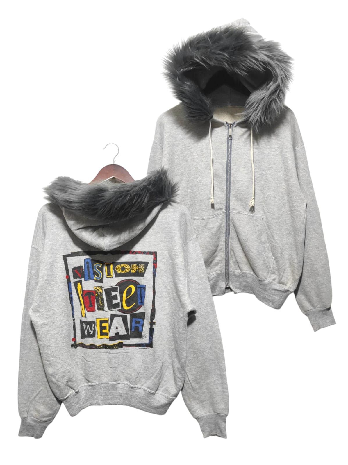 Vintage 90s Vision Streetwear Zip Fur hoodie LGB style
