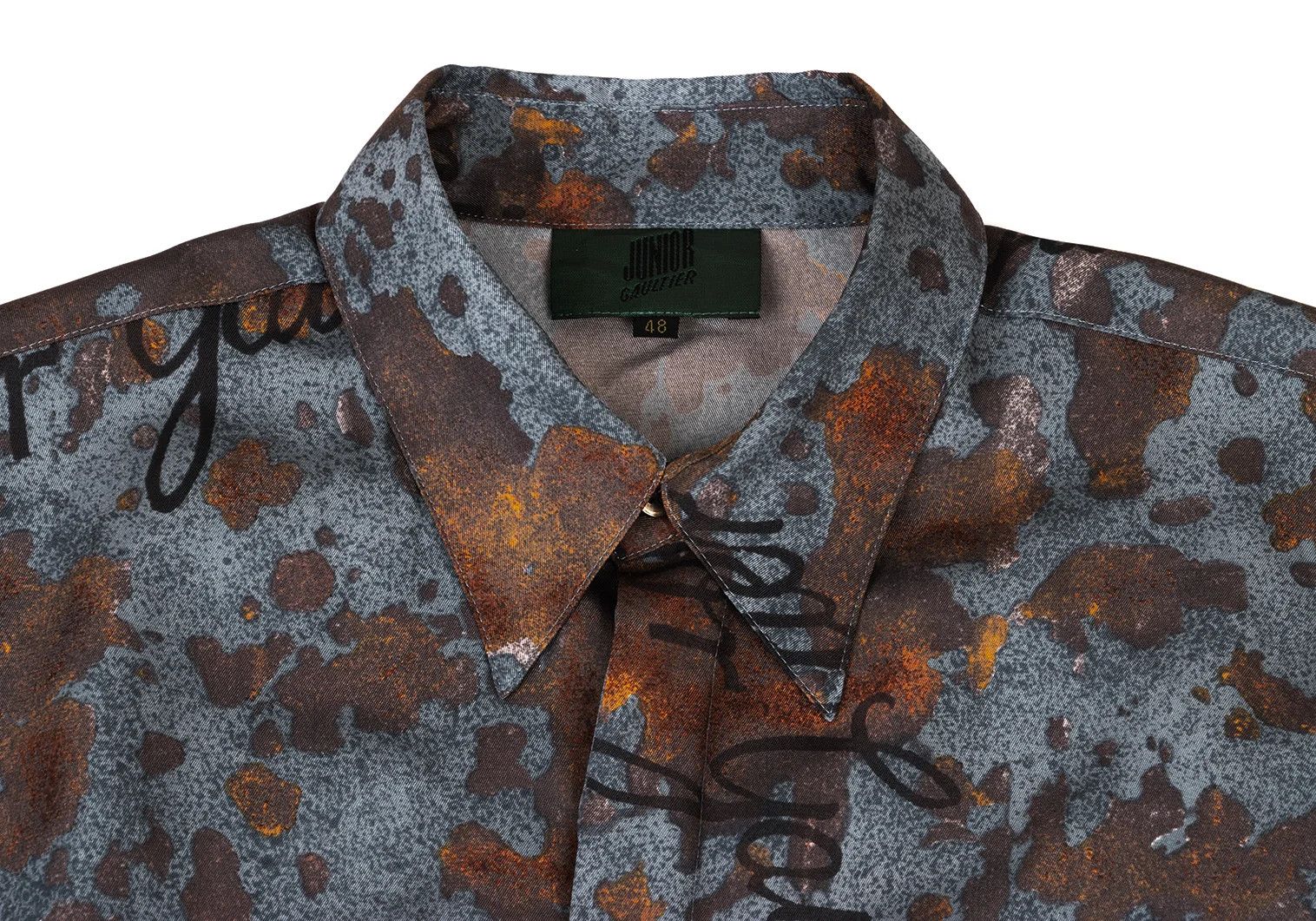 Jean Paul Gaultier Junior Printed Logo Shirt in Blue and Brown Size US M / EU 48-50 / 2 - 3 Thumbnail